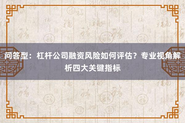 问答型：杠杆公司融资风险如何评估？专业视角解析四大关键指标